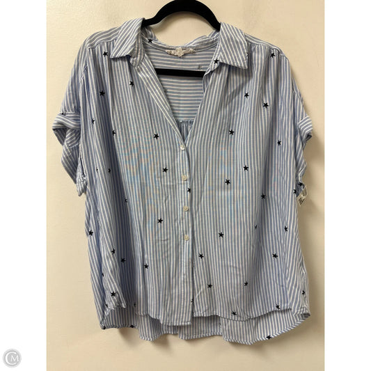 Blouse Short Sleeve By Jane And Delancey In Blue, Size: 1x