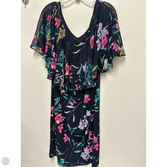 Dress Casual Midi By Connected Apparel In Floral Print, Size: 1x