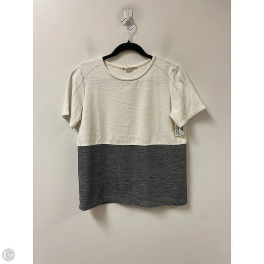 Top Short Sleeve By Anthropologie In Grey & White, Size: S
