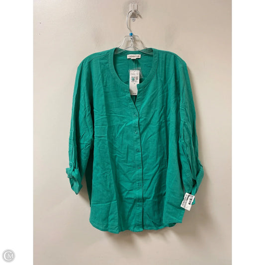 Blouse Long Sleeve By Coldwater Creek In Aqua, Size: 1x