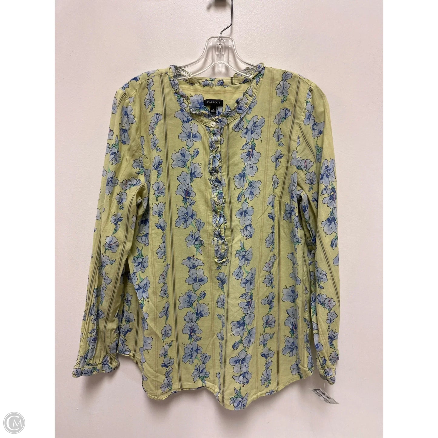 Top Long Sleeve By Talbots In Green, Size: L