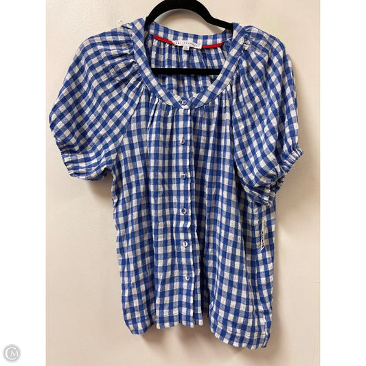 Blouse Short Sleeve By Jane And Delancey In Blue & White, Size: S