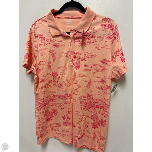 Blouse Short Sleeve By Lands End In Orange & Pink, Size: Xl