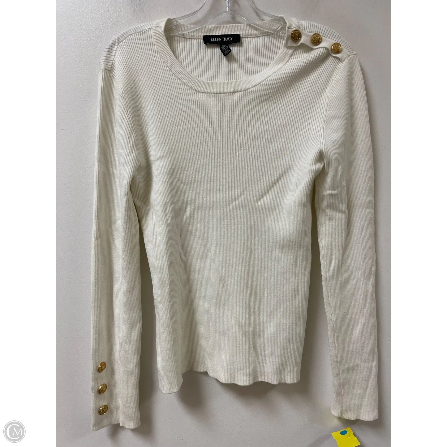 Top Long Sleeve By Ellen Tracy In Cream, Size: L