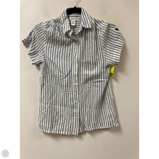 Blouse Short Sleeve By Japna In Striped Pattern, Size: Xs