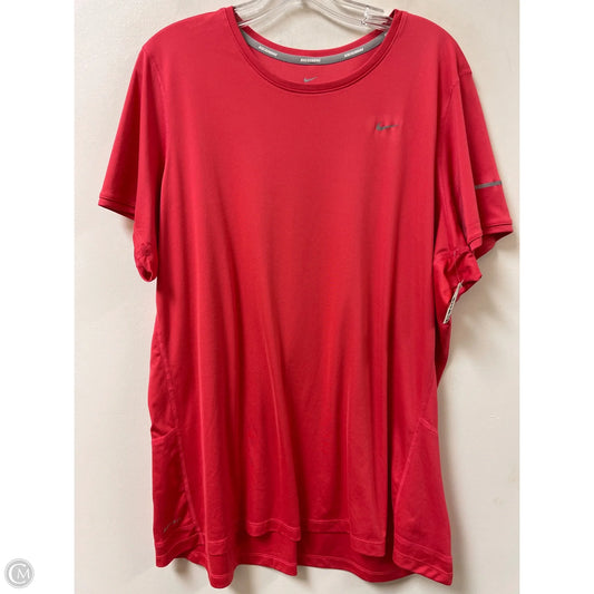 Athletic Top Short Sleeve By Nike In Pink, Size: 2x