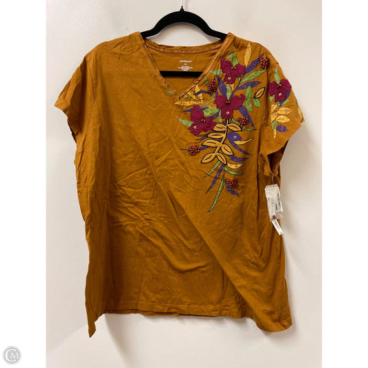Top Short Sleeve By West Bound In Brown, Size: 1x
