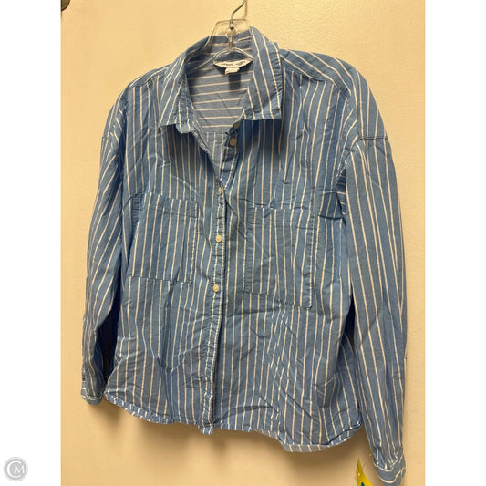 Blouse Long Sleeve By Old Navy In Blue, Size: L