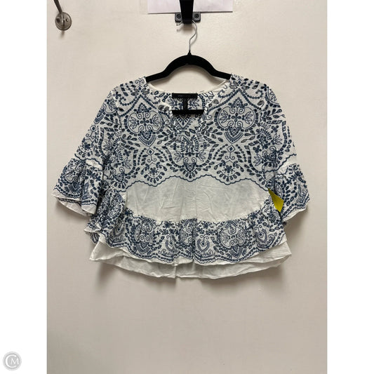 Top Short Sleeve By Bcbgmaxazria In Blue & White, Size: S