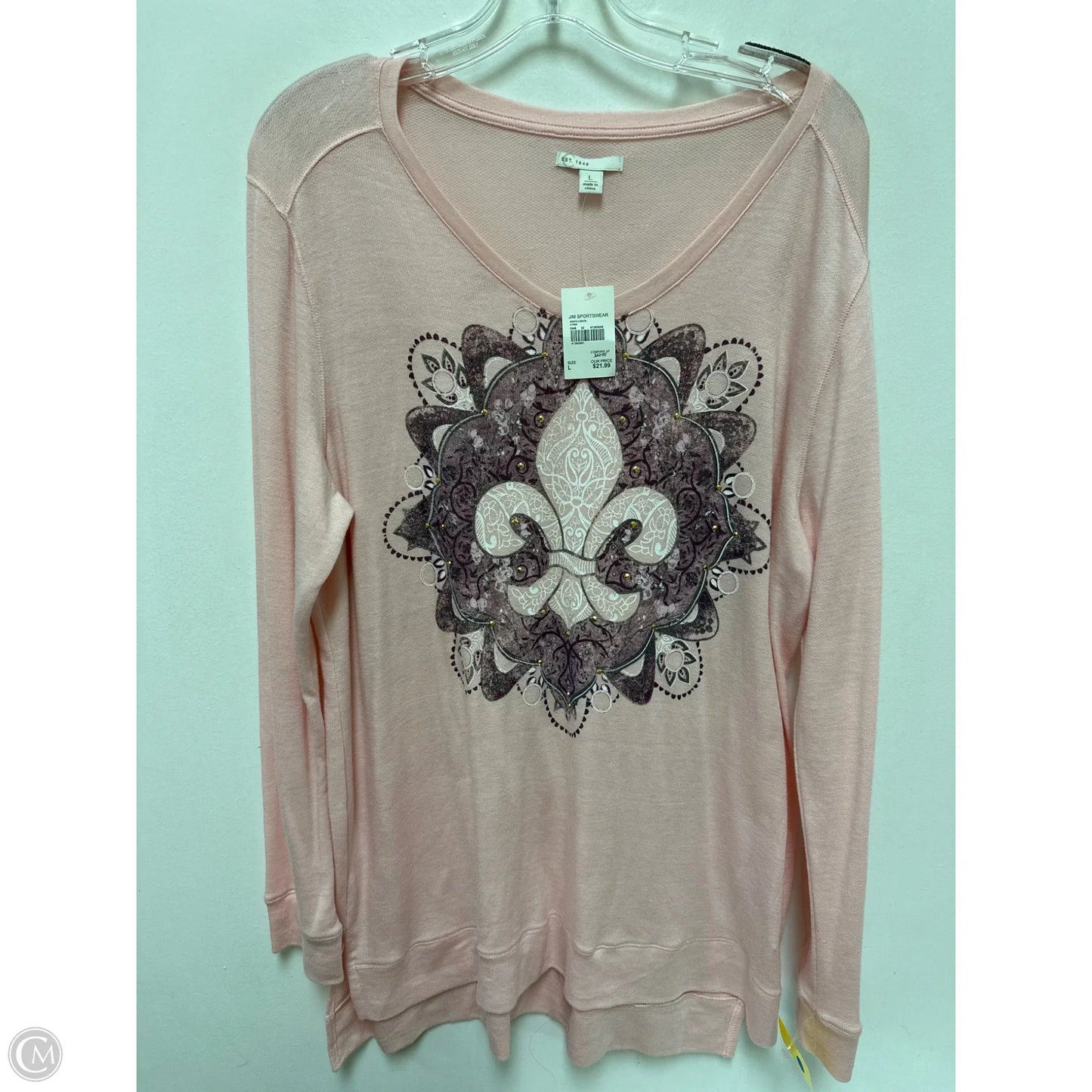 Top Long Sleeve By Cubism In Pink, Size: L