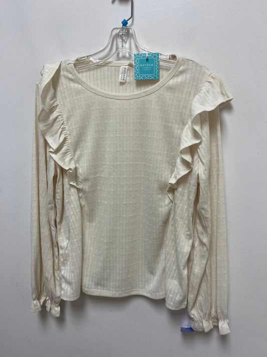 Cream Top Long Sleeve Clothes Mentor, Size L