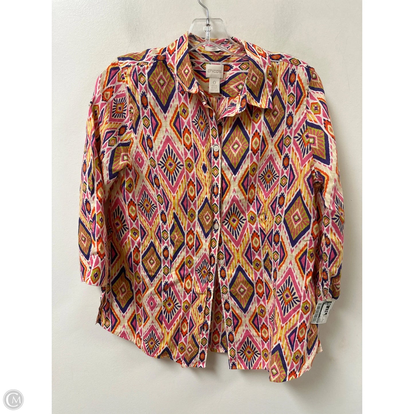 Blouse Long Sleeve By Chicos In Multi-colored, Size: S