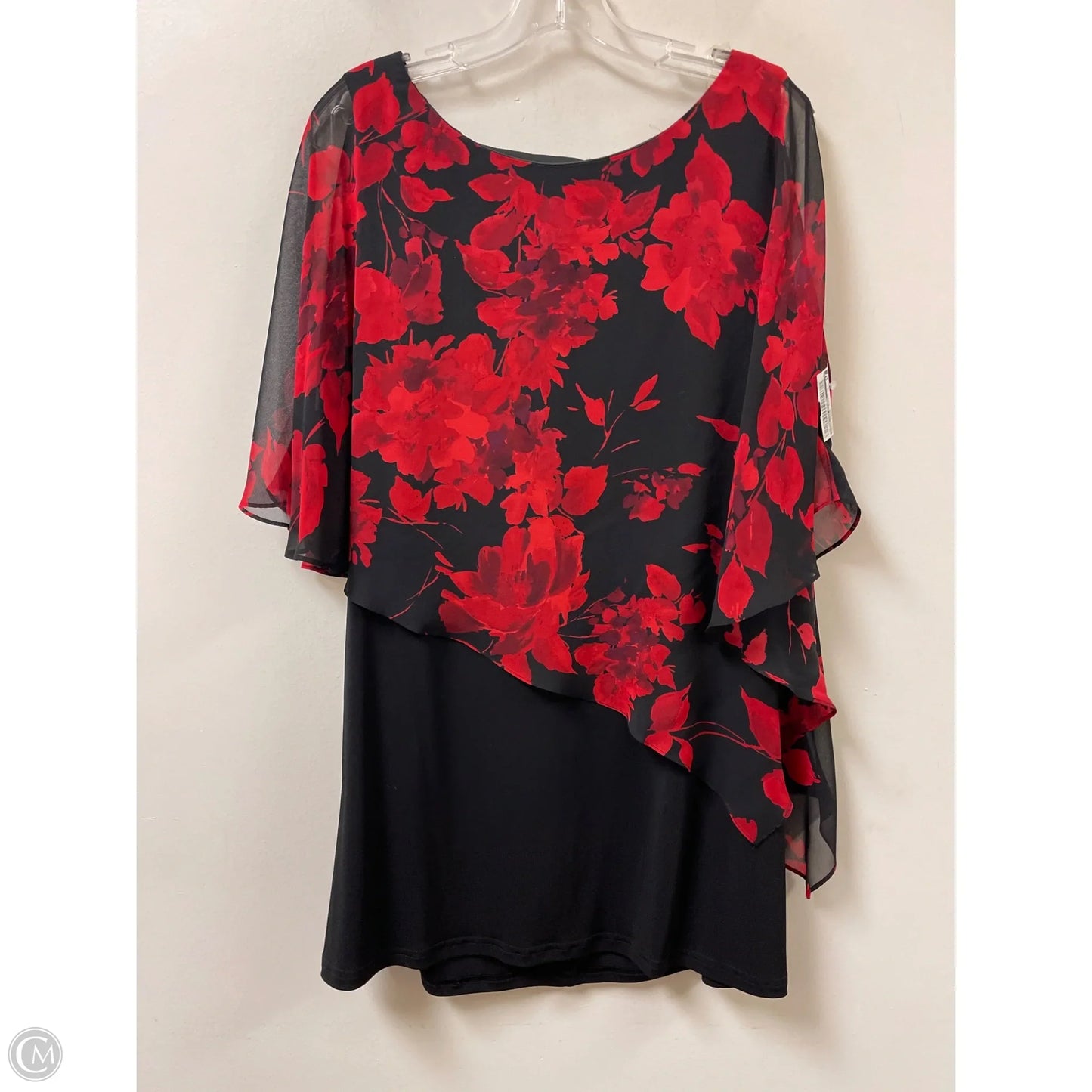 Dress Casual Midi By Connected Apparel In Black & Red, Size: Lp