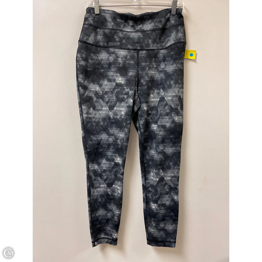 Athletic Leggings By Zelos In Black & Grey, Size: L