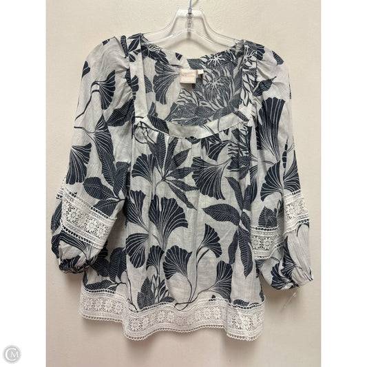 Top Long Sleeve By Zac And Rachel In Blue & White, Size: L