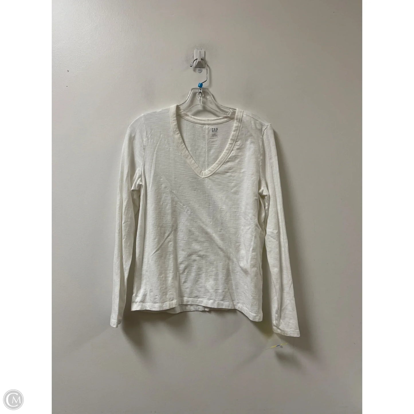 Top Long Sleeve By Gap In White, Size: L