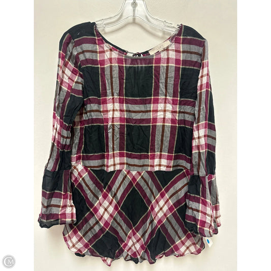 Top Long Sleeve By Loft In Black & Purple, Size: M