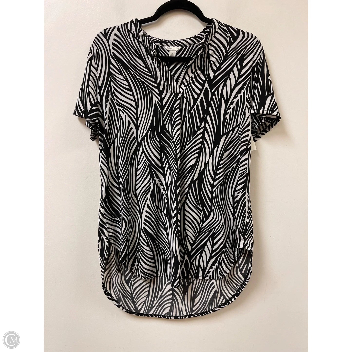 Top Short Sleeve By Cato In Black & White, Size: M