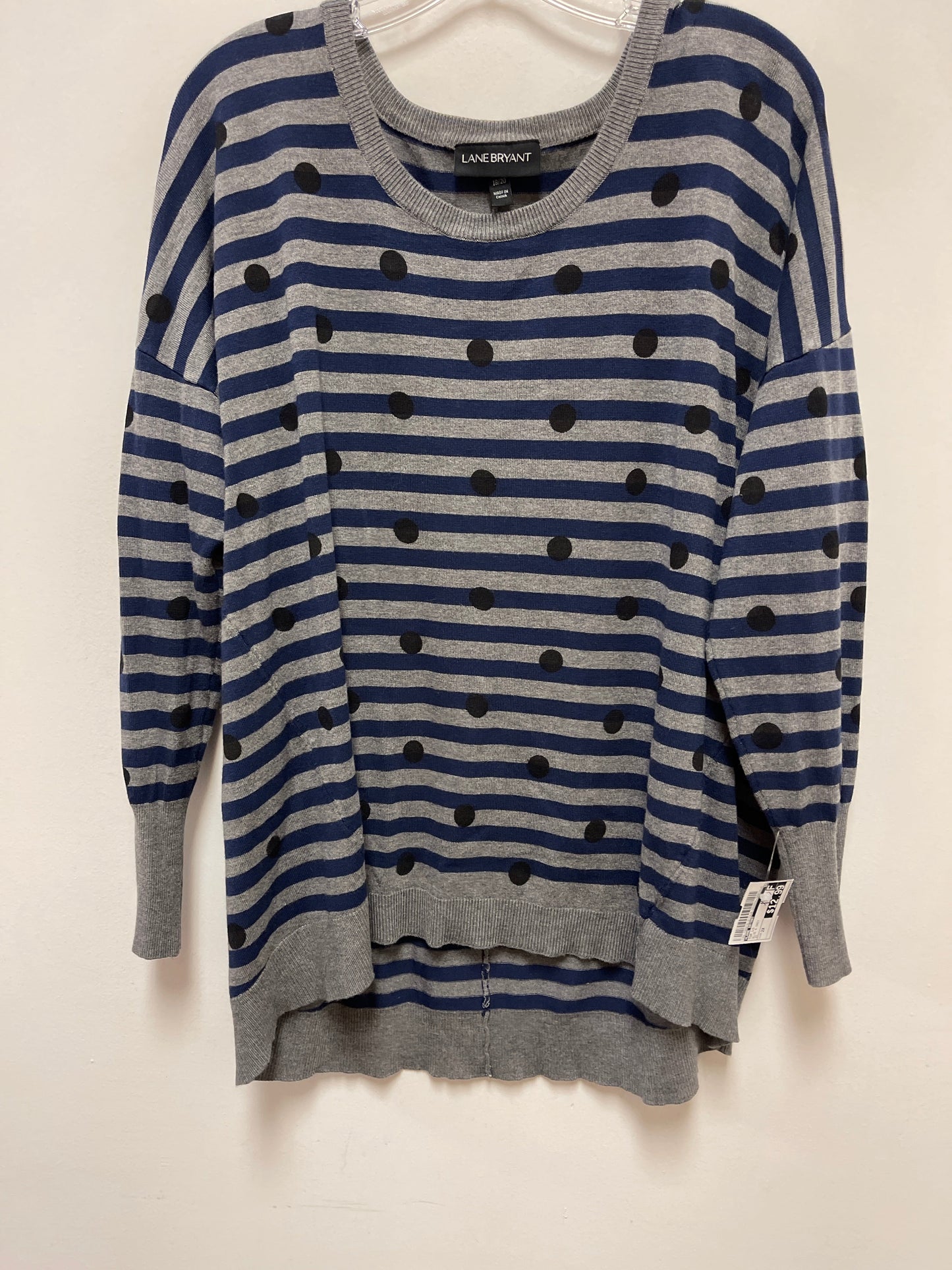 Top Long Sleeve By Lane Bryant In Blue & Grey, Size: 2x