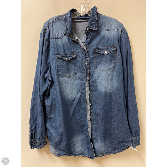 Blouse Long Sleeve By Clothes Mentor In Blue Denim, Size: 2x