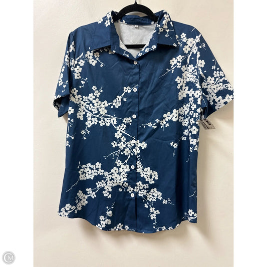Blouse Short Sleeve By Clothes Mentor In Blue, Size: L
