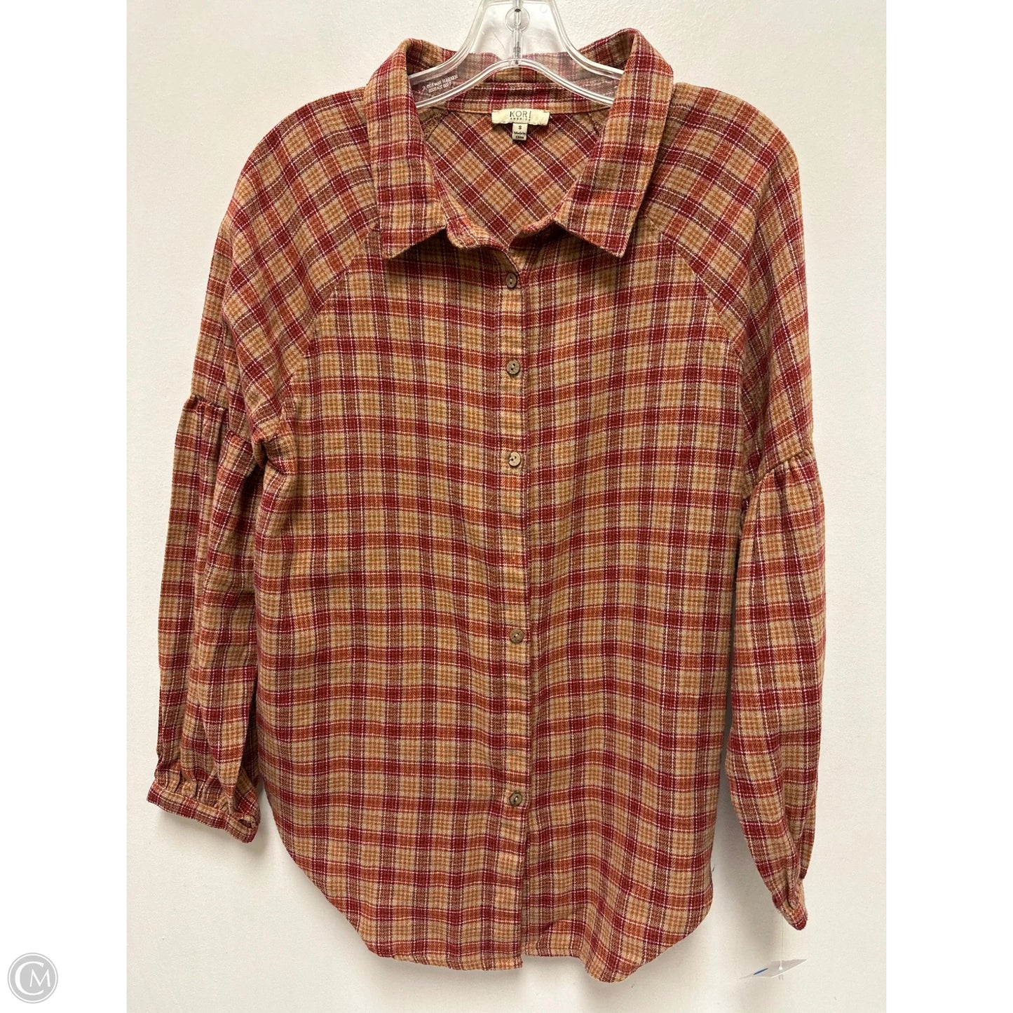 Blouse Long Sleeve By Kori America In Red & Yellow, Size: S