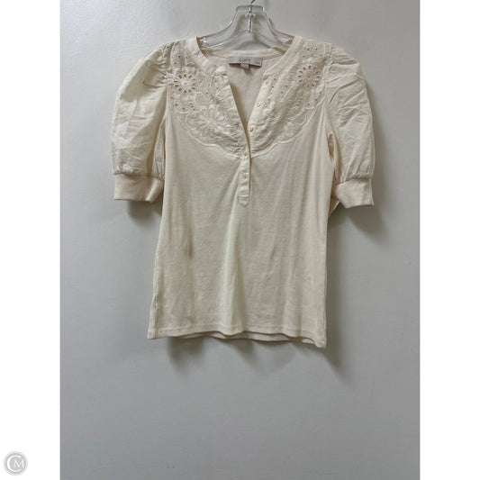 Top Short Sleeve By Loft In Cream, Size: Sp