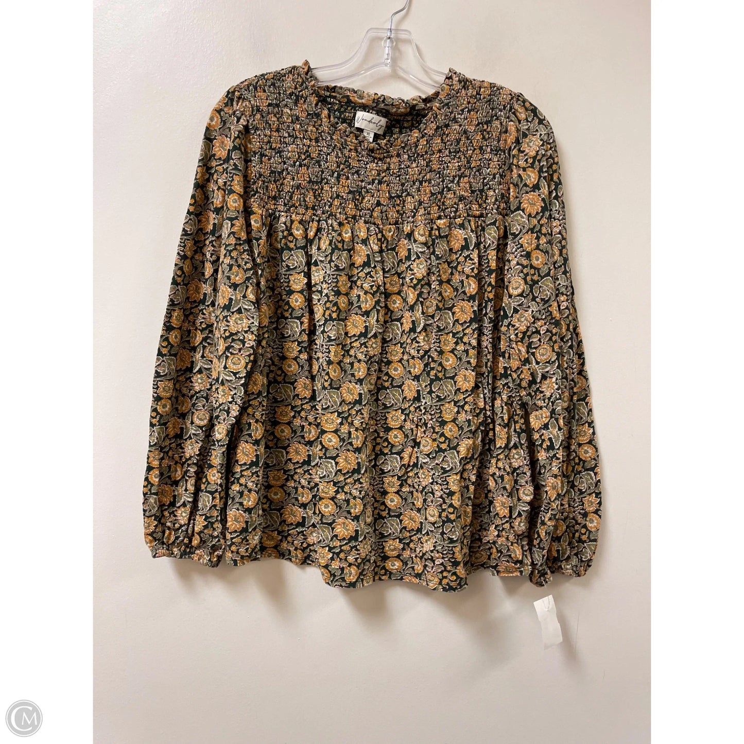 Top Long Sleeve By Wonderly In Green & Yellow, Size: Xl