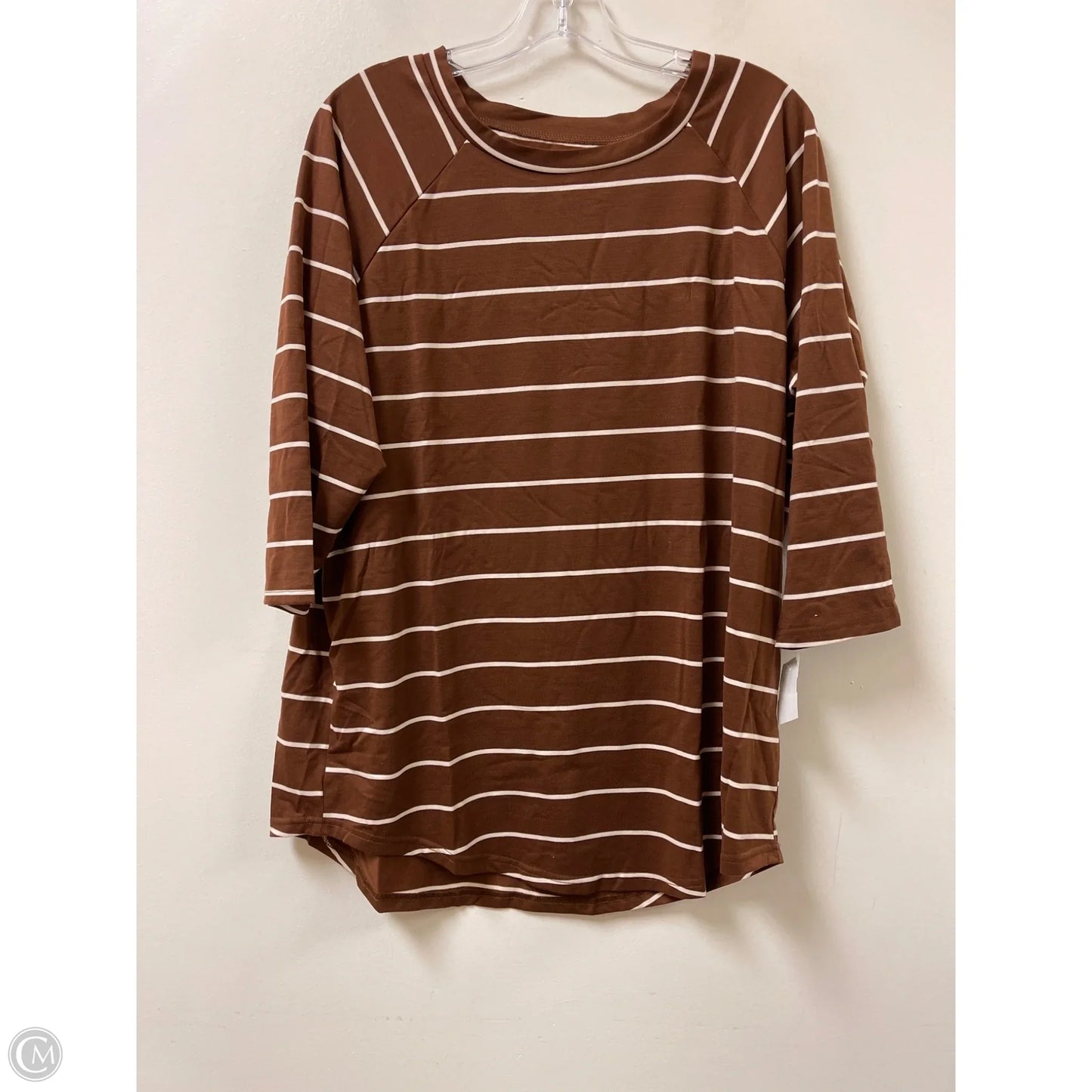 Top Long Sleeve By Tickled Teal In Brown, Size: 1x