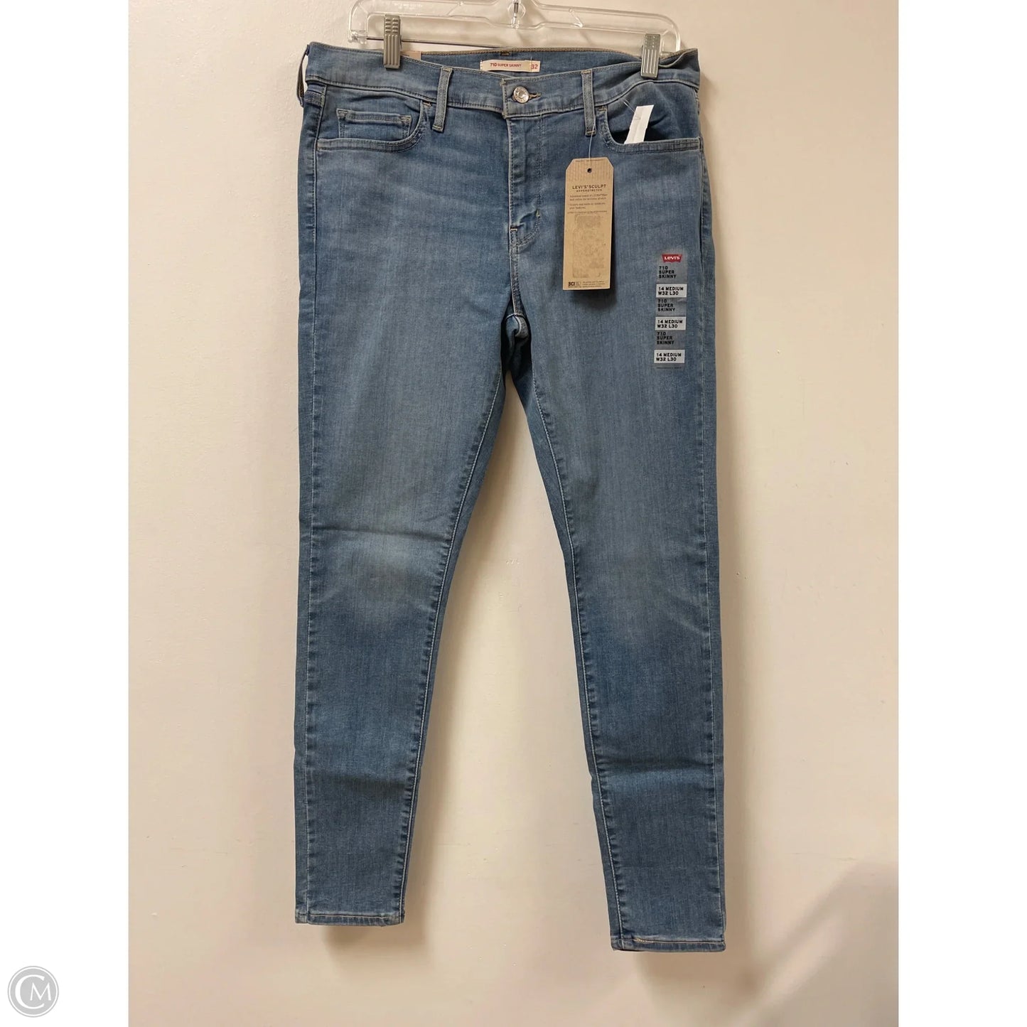 Jeans Skinny By Levis In Blue Denim, Size: 14