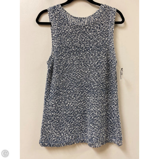Top Sleeveless By Ann Taylor In Blue & White, Size: L