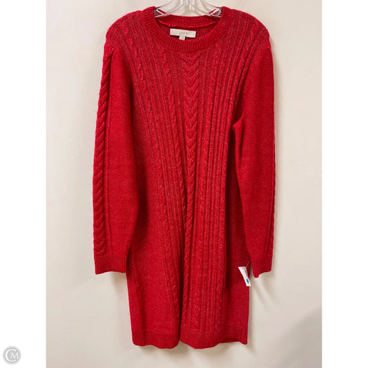 Dress Sweater By Loft In Red, Size: L