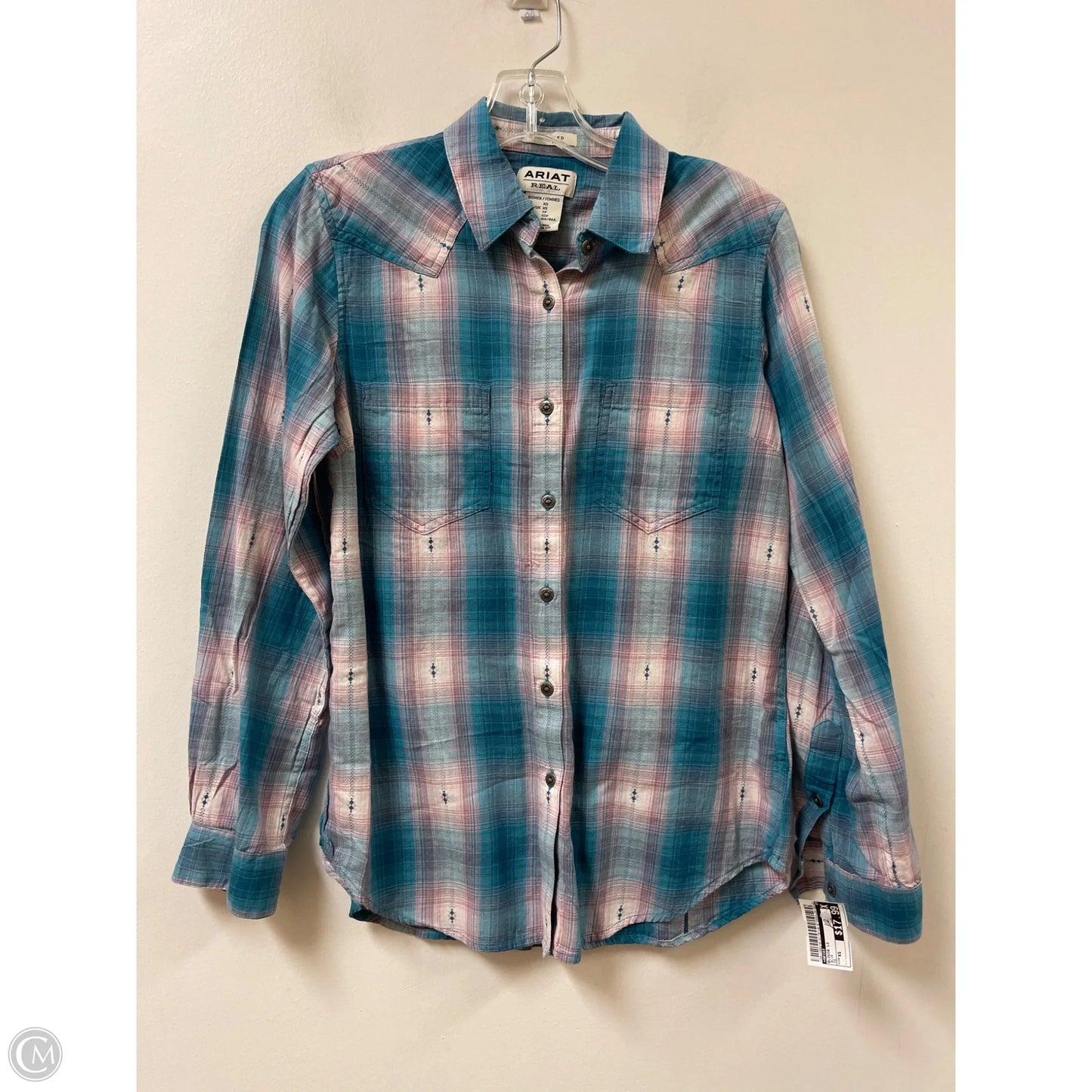 Blouse Long Sleeve By Ariat In Blue, Size: Xs