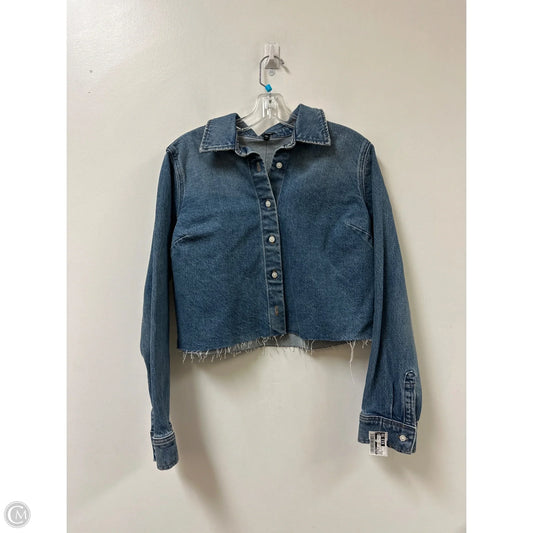 Blouse Long Sleeve By Express In Blue Denim, Size: S