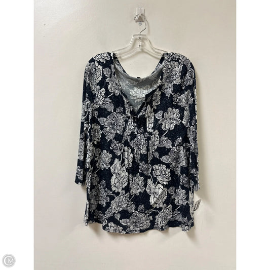 Top Long Sleeve By Talbots In Blue & White, Size: Large