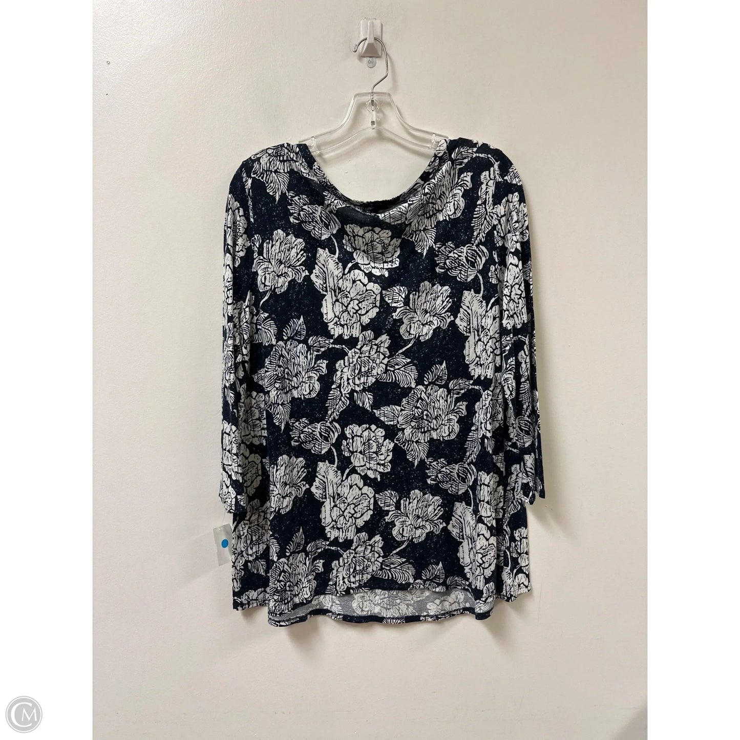 Top Long Sleeve By Talbots In Blue & White, Size: Large
