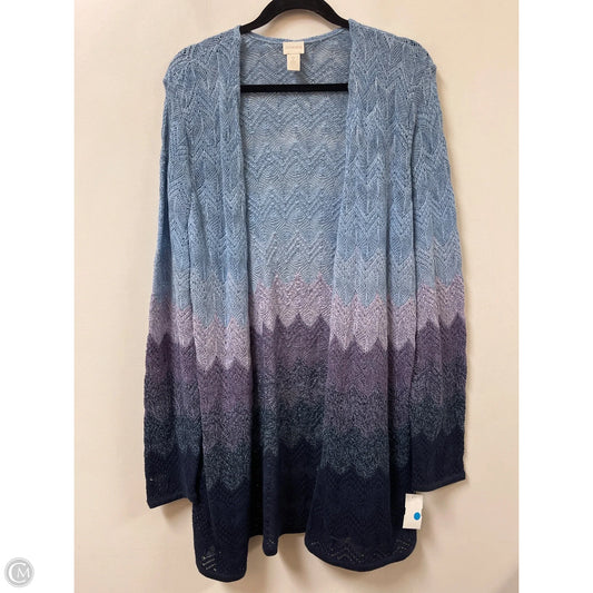Cardigan By Chicos In Blue & Purple, Size: L