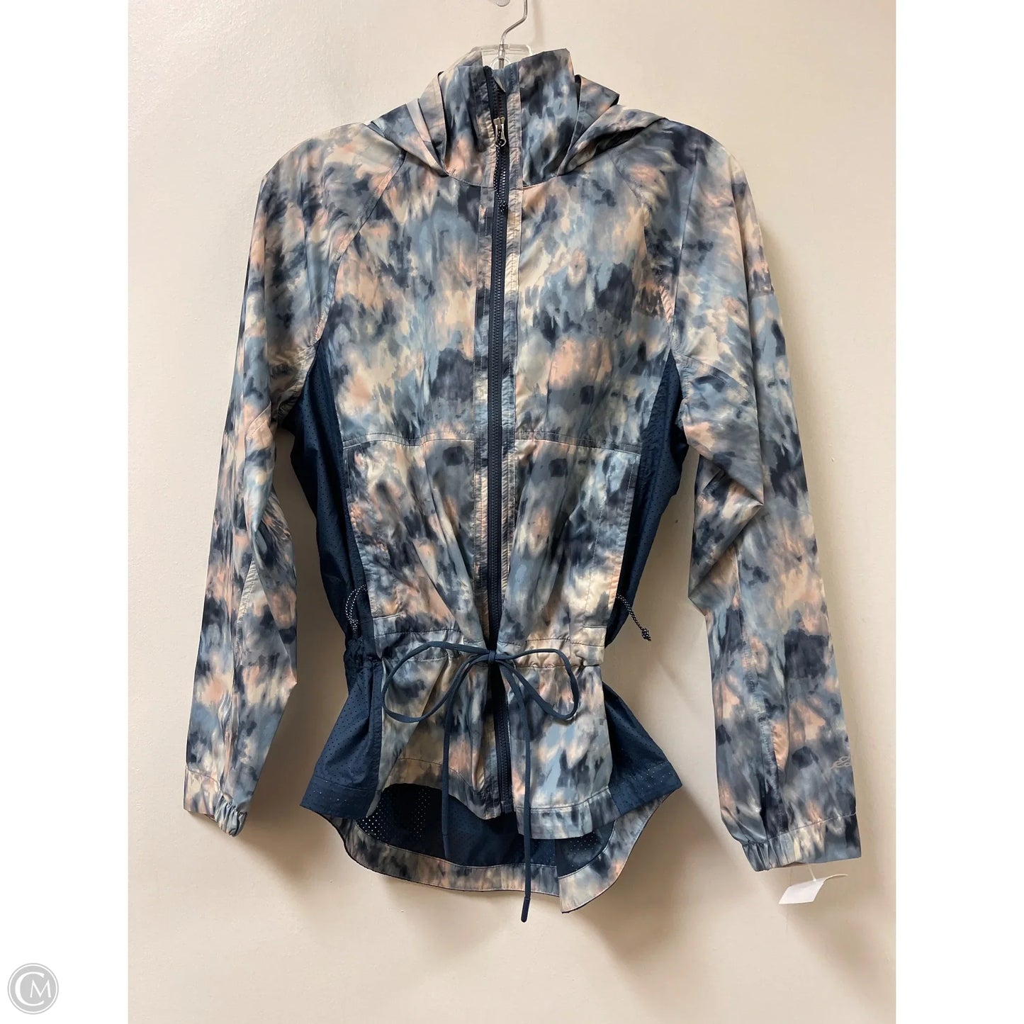 Athletic Jacket By Eddie Bauer In Blue & Cream, Size: Xs