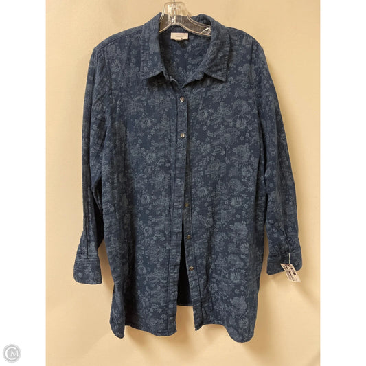 Blouse Long Sleeve By Pure Jill In Blue, Size: L