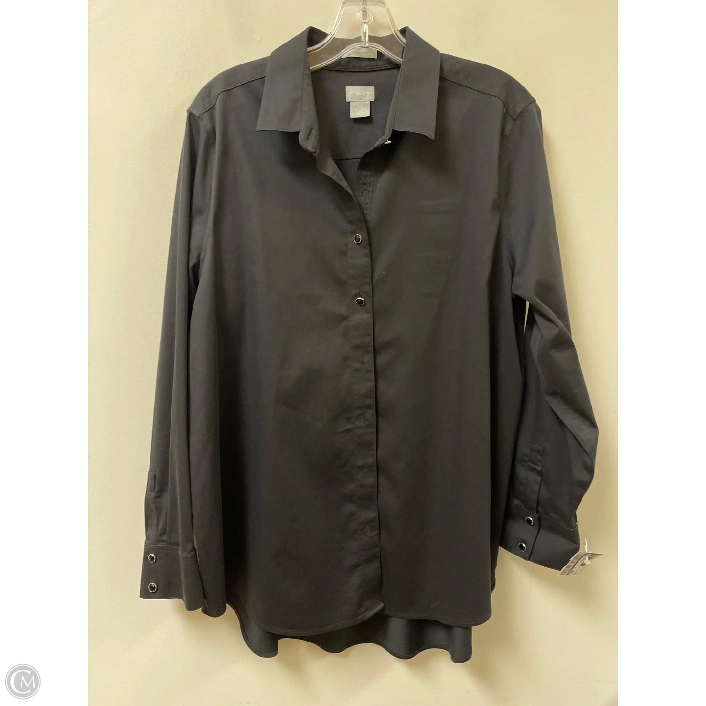 Blouse Long Sleeve By Chicos In Black, Size: L