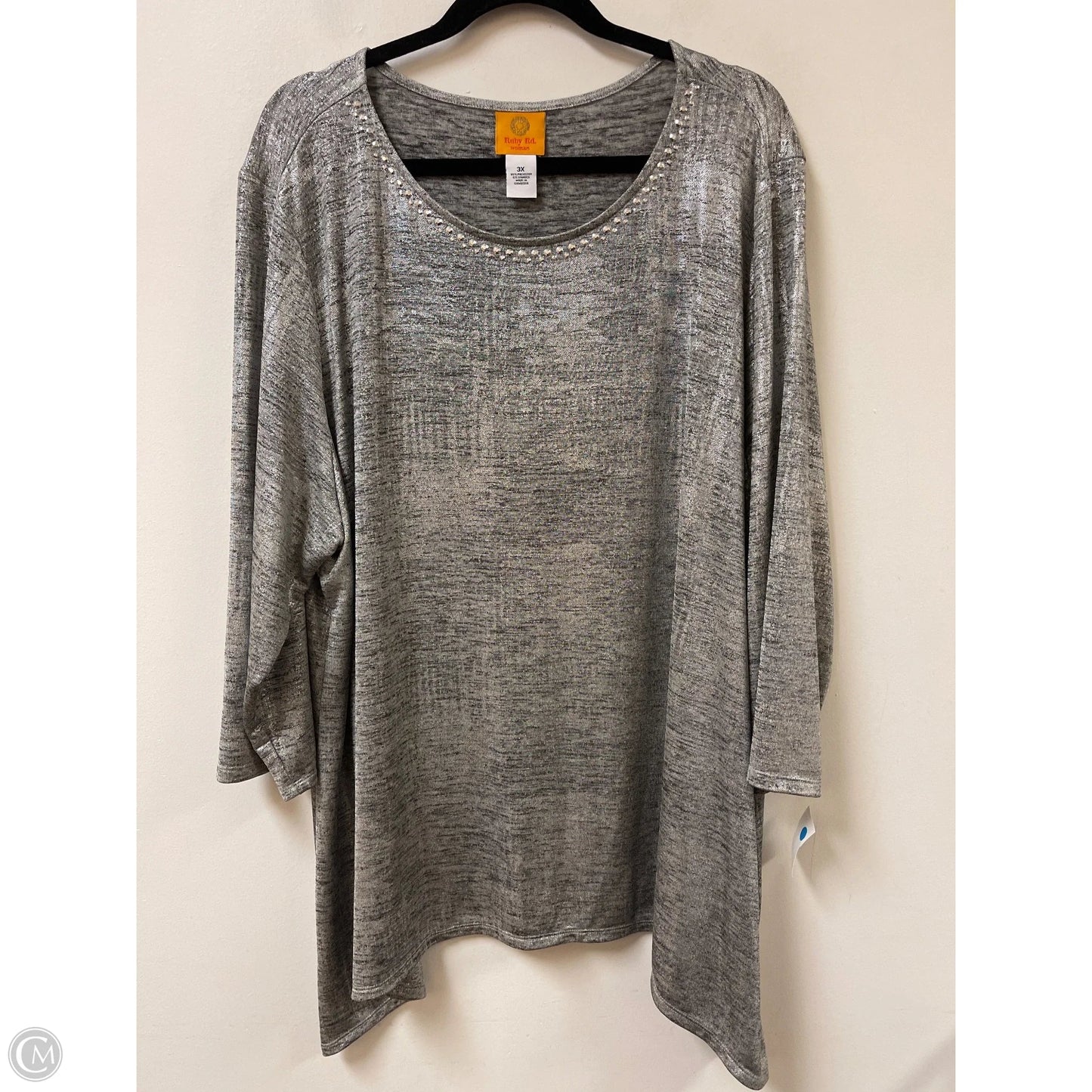 Top Short Sleeve By Ruby Rd In Silver, Size: 3x