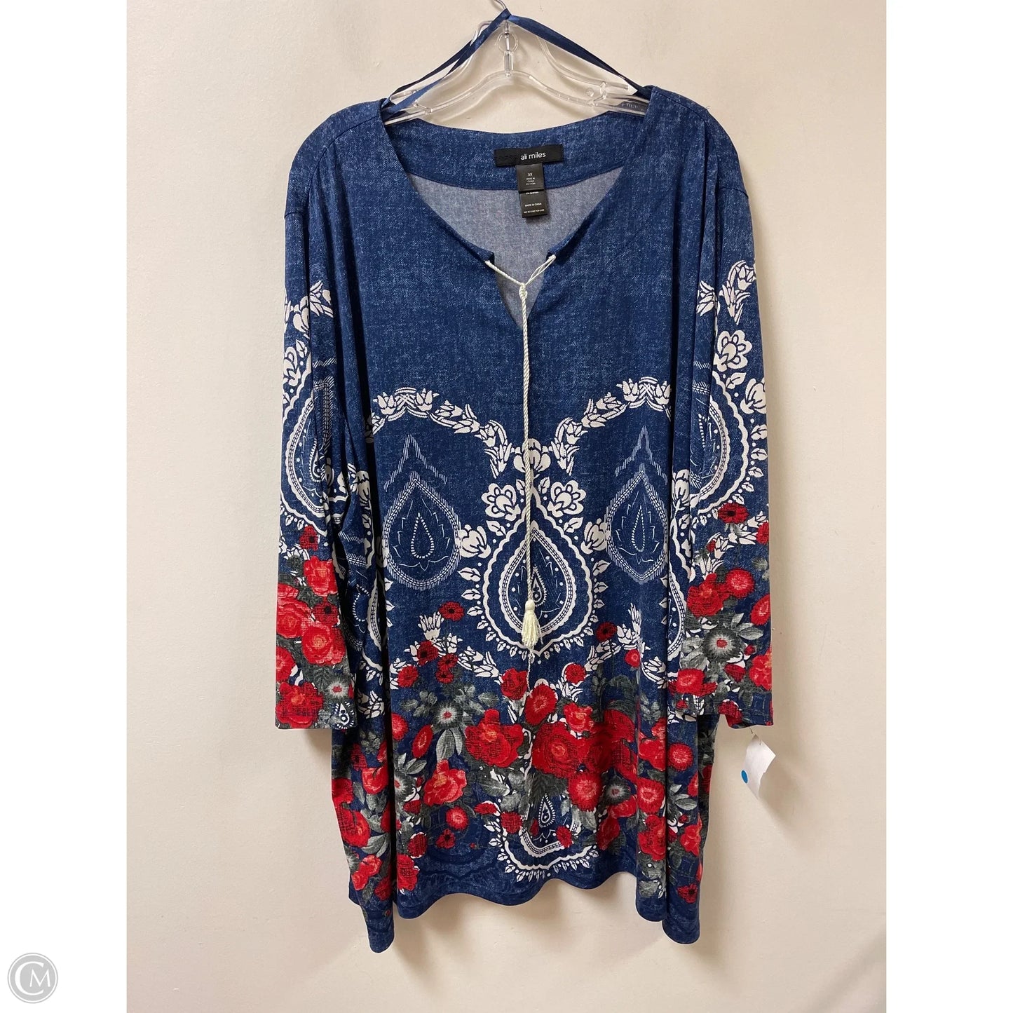 Top Long Sleeve By Ali Miles In Blue, Size: 3x