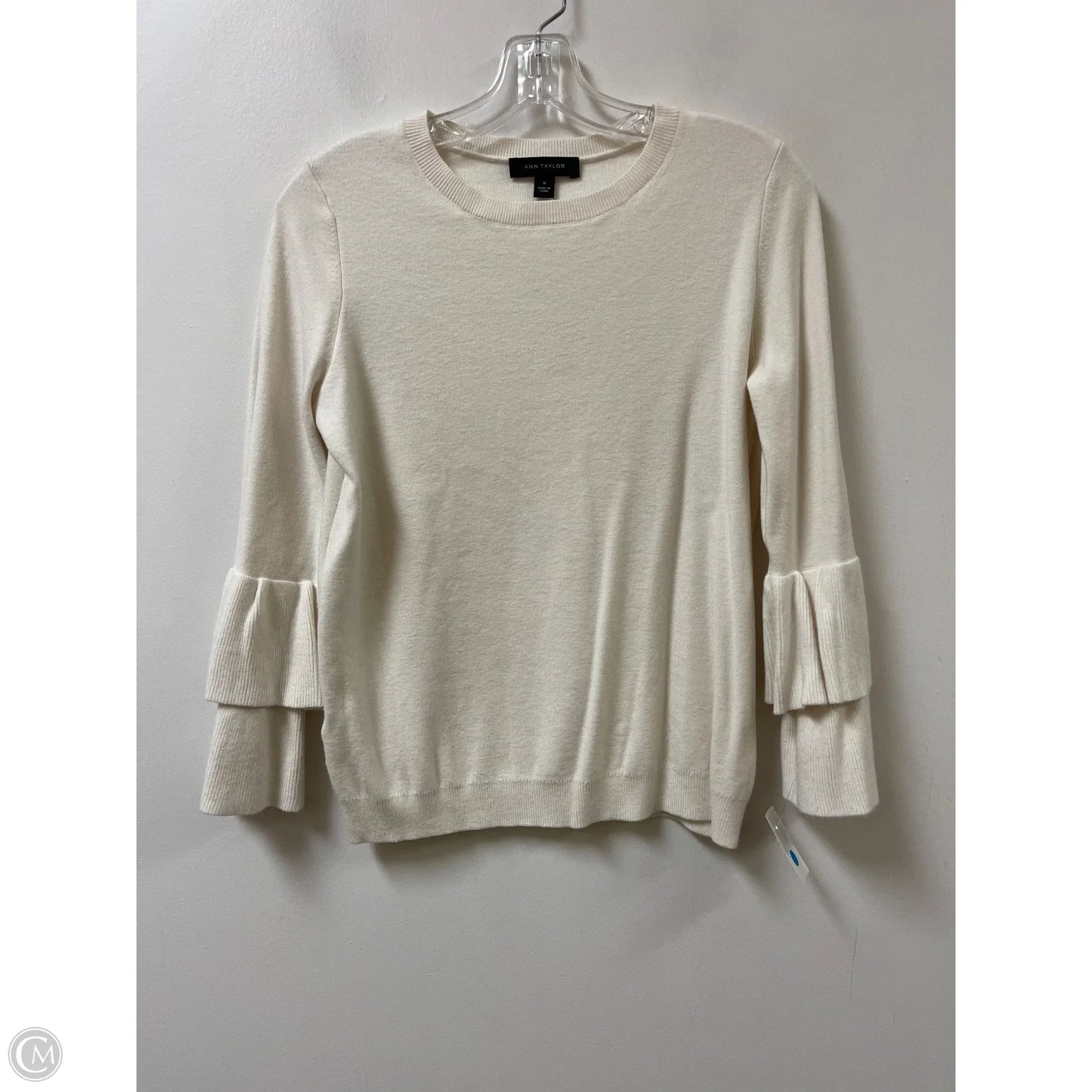 Top Long Sleeve By Ann Taylor In Cream, Size: M