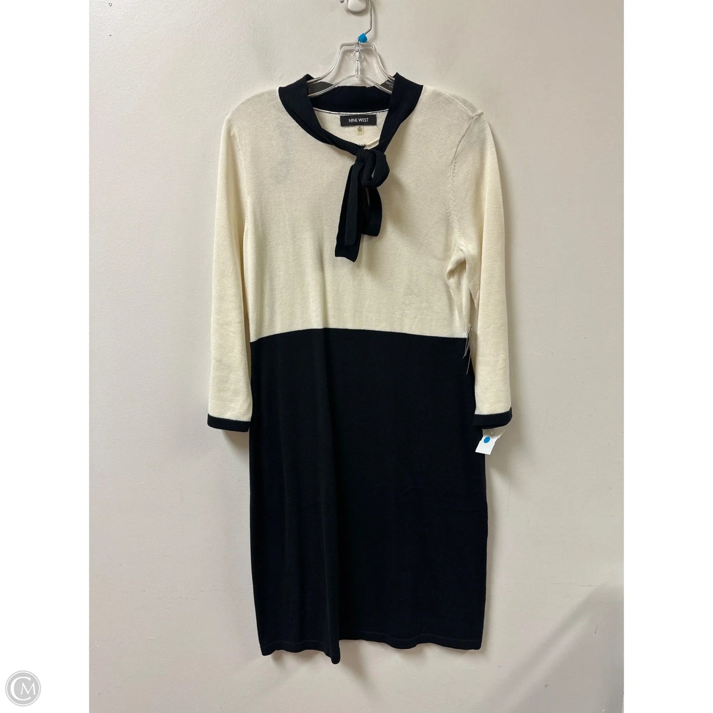 Dress Casual Midi By Nine West In Blue & Cream, Size: M