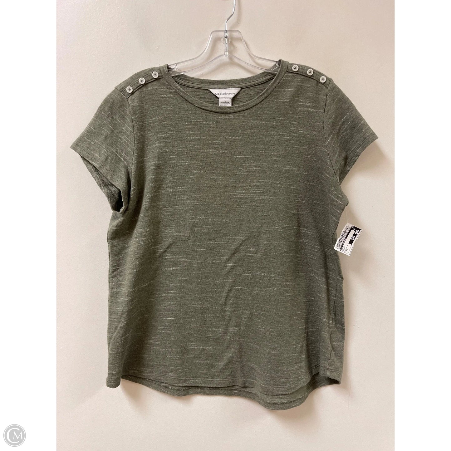 Top Short Sleeve By Liz Claiborne In Green, Size: L