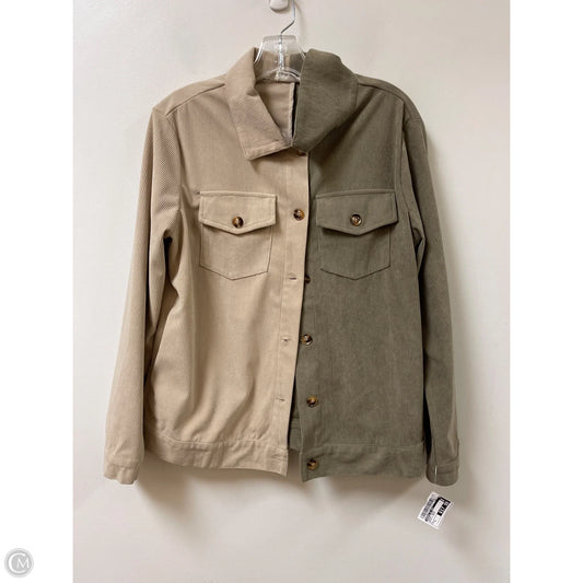 Jacket Shirt By Andree By Unit In Brown & Green, Size: S