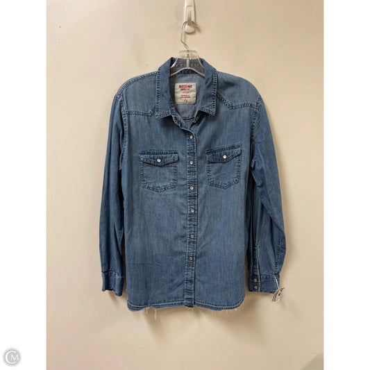 Blouse Long Sleeve By Mossimo In Blue Denim, Size: Xl