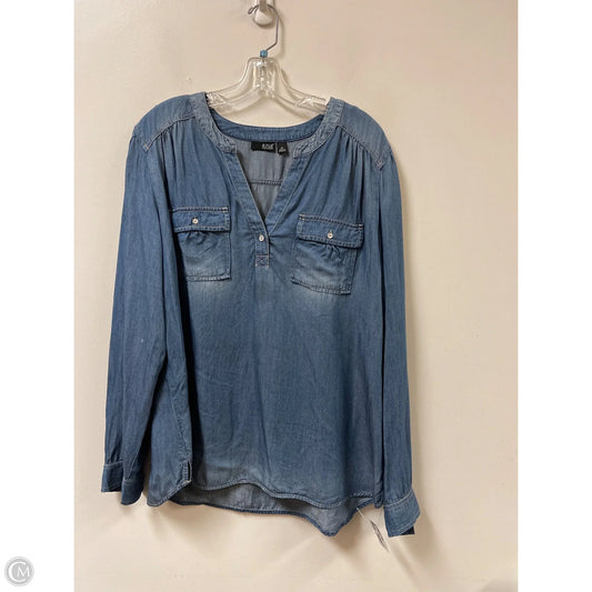 Top Long Sleeve By Ana In Blue Denim, Size: Xl