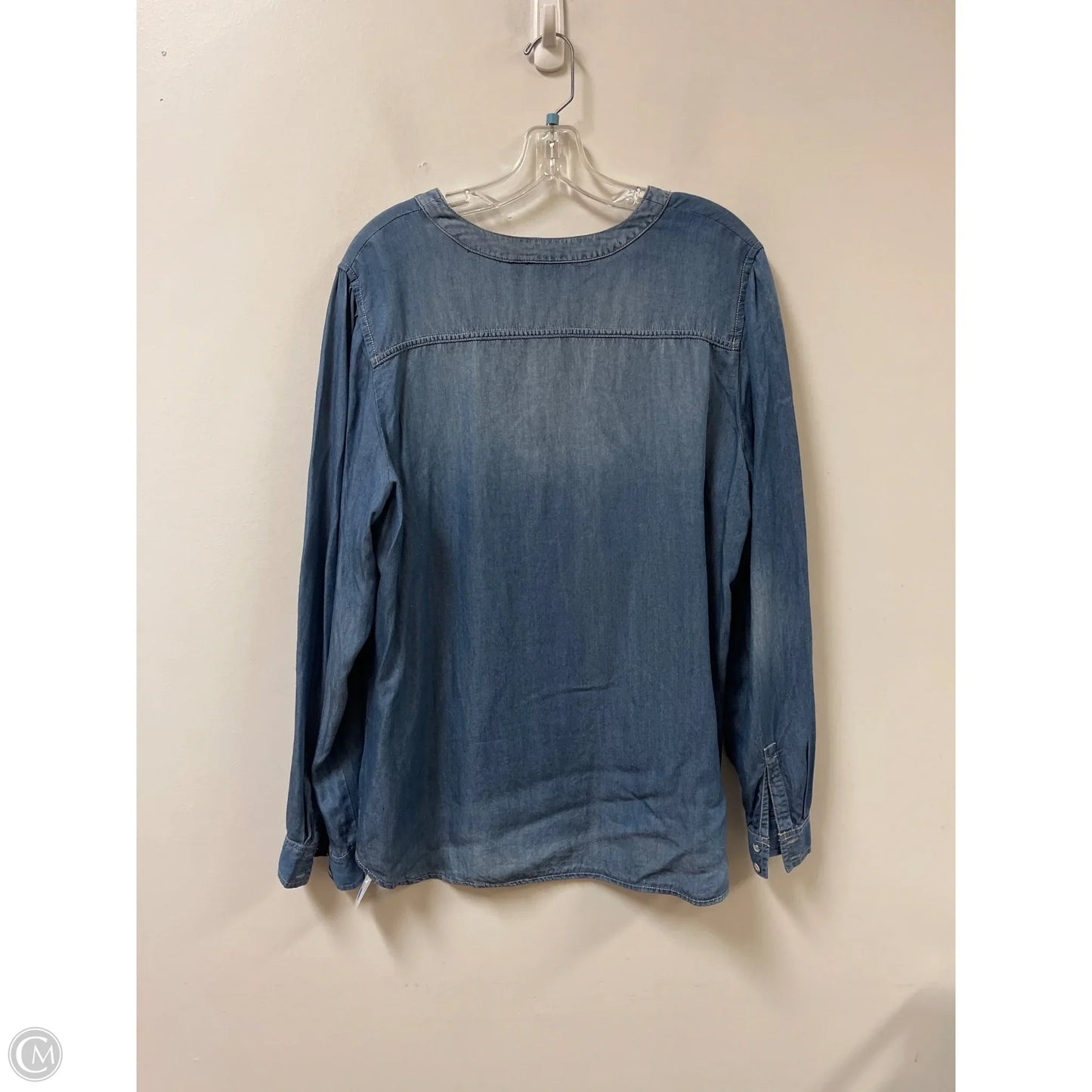 Top Long Sleeve By Ana In Blue Denim, Size: Xl