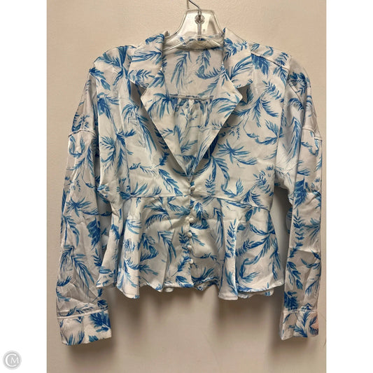 Top Long Sleeve By Free People In Blue & White, Size: Xs